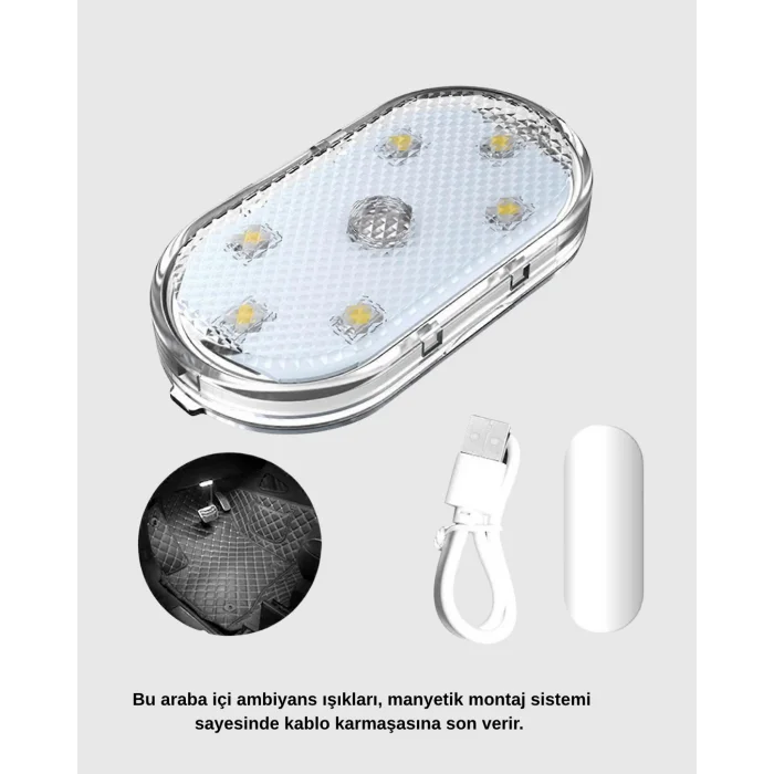 Manyetik Montajlı Araba İçi Ambiyans Işıkları – Kablosuz ve Şık Tasarım