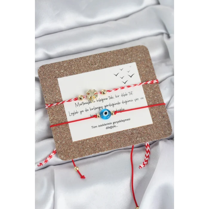 Marteniçka Bileklik 2li Yonca ve Nazarlı Model