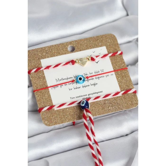 Marteniçka Bileklik 3lü Kalp ve Nazarlı Model