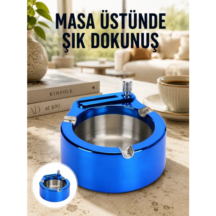 Masa Üstü Çakmaklı Küllük Paslanmaz Metal Gövde Yeni Nesil