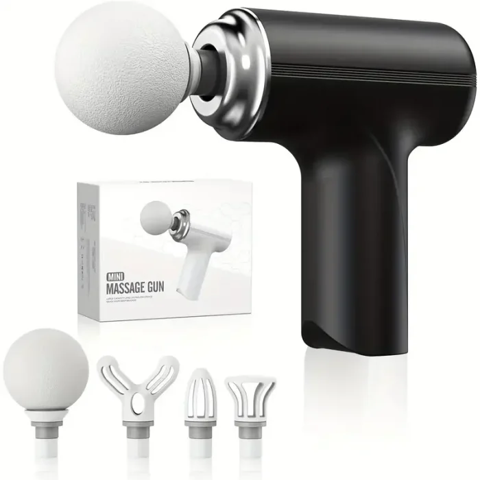 Masaj Tabancası Darbeli Titreşimli 4 Başlıklı Profesyonel Şarjlı Mini Masaj Aleti (5047)