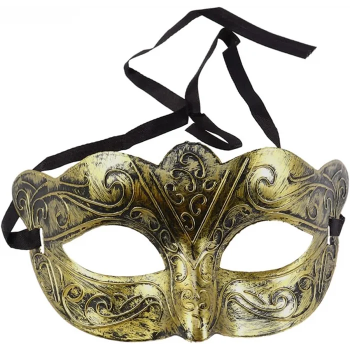 Maskeli Balo Antik Gri Gümüş Eskitilmiş Maske Balo Venedik