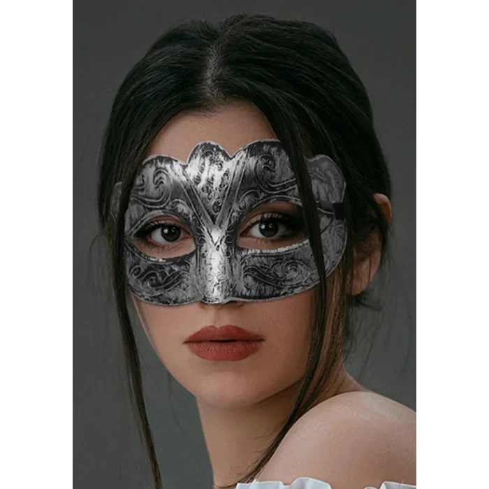 Maskeli Balo Antik Gri Gümüş Eskitilmiş Maske Balo Venedik (5047)