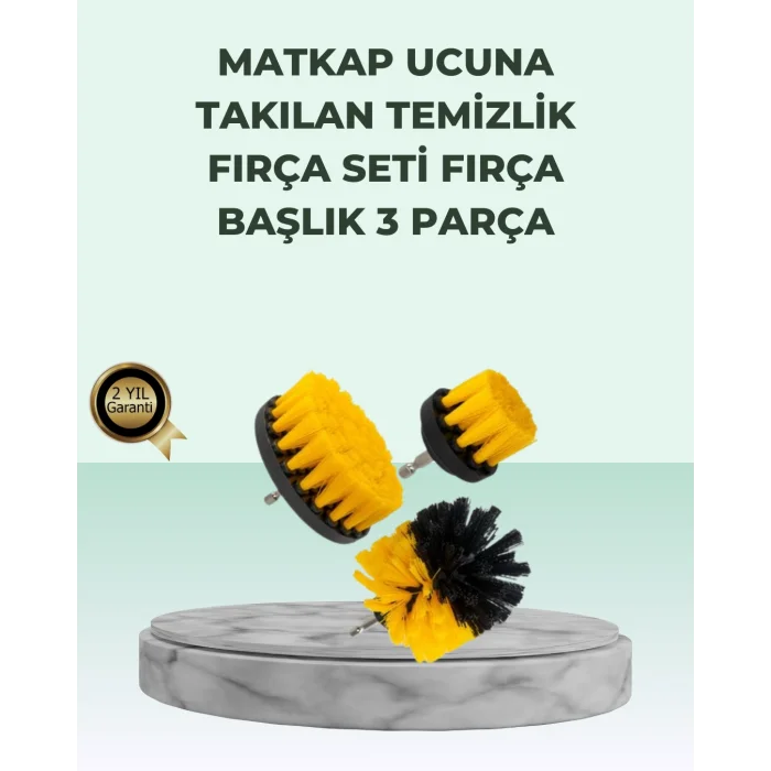 Matkap Uyumlu Temizlik Fırçası Seti 3’lü Çok Amaçlı