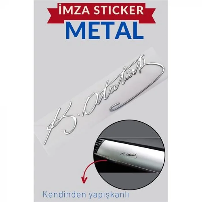 8.5 cm Ultra-Lüks 3D Metal Atatürk İmzası - Torpido ve Gövde Logosu 424423