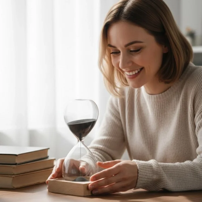 Mıknatıslı Cam Kum Saati – Dekoratif Metal Tabanlı, Manyetik Kum Akışlı Masaüstü Zaman Ölçer (5047)