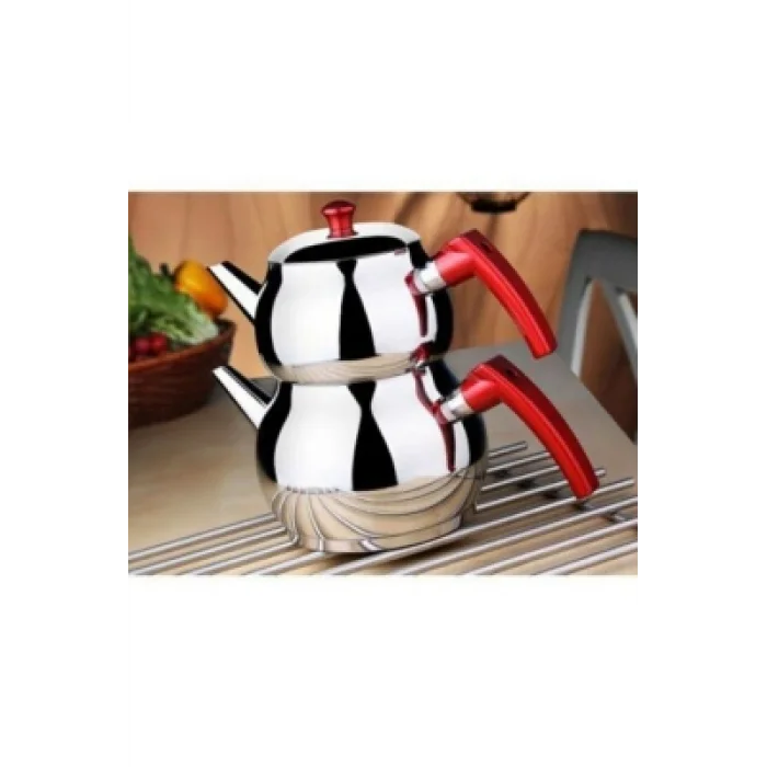 MİNİ 2LT KÜÇÜK BOY KÜRE ÇELİK ÇAYDANLIK SETİ - ÜST: 0.75LT - ALT: 1.4LT (5047)
