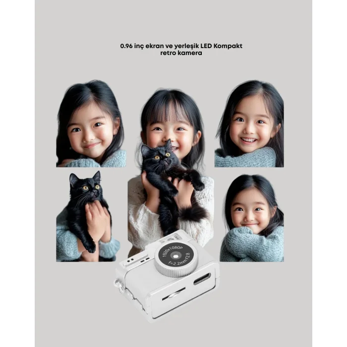 Mini HD Dijital Kamera 1080P Kordonlu Taşınabilir Retro Model