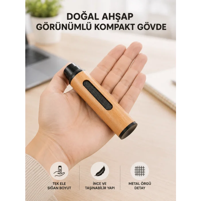 Mini Taşınabilir Küllük 3 Farklı Uç Seçenekli Ahşap Görünümlü Pratik Kullanım