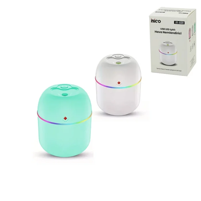MİNİ USB ŞARJLI - IŞIKLI HAVA NEMLENDİRİCİ - BUHAR MAKİNE - KOKU GİDERİCİ 2W DC 5V - 350mA (5047)