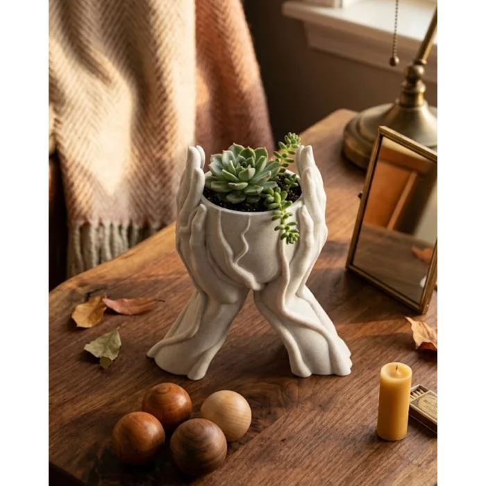 Minimalist El Tasarımlı Dekoratif 3D Saksı Vazo Modern Masa Dekoru