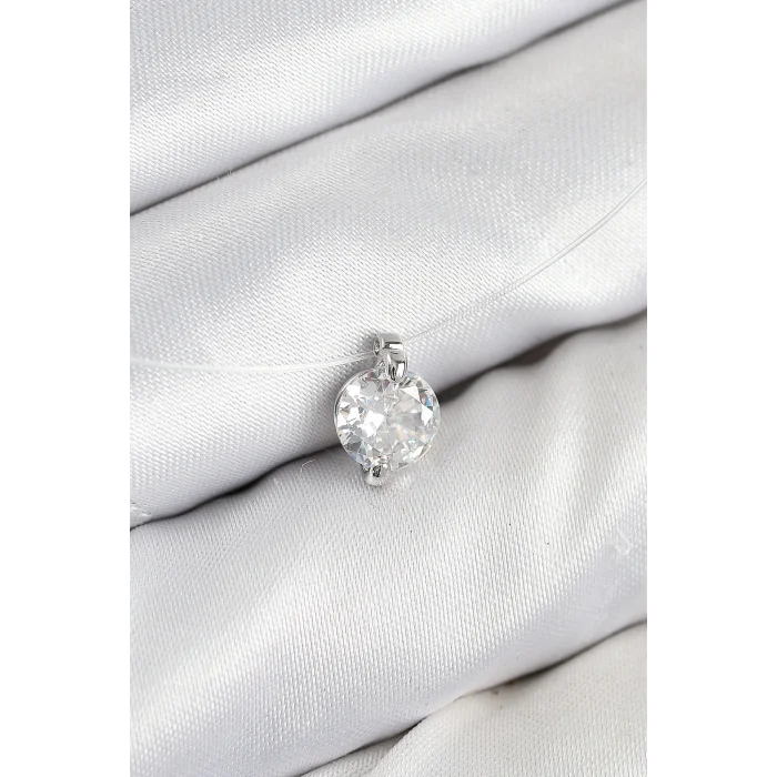 Misineli Zirkon Taşlı Model Gümüş Renk Hayalet Kolye