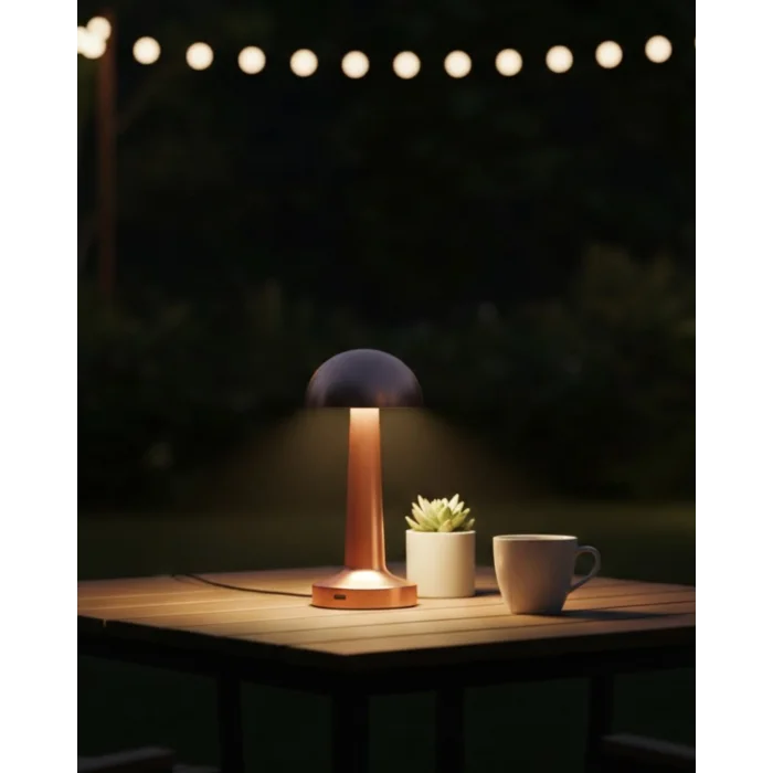 Modern Bronz Masa Lambası 3 Renk LED Dokunmatik Şarjlı Model