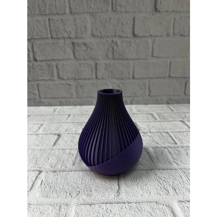 Mor Çizgili Dekoratif Vazo 11 cm Modern Tasarım Aksesuar