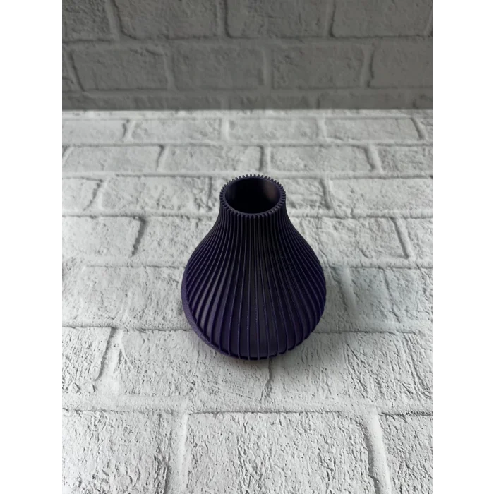 Mor Çizgili Dekoratif Vazo 11 cm Modern Tasarım Aksesuar