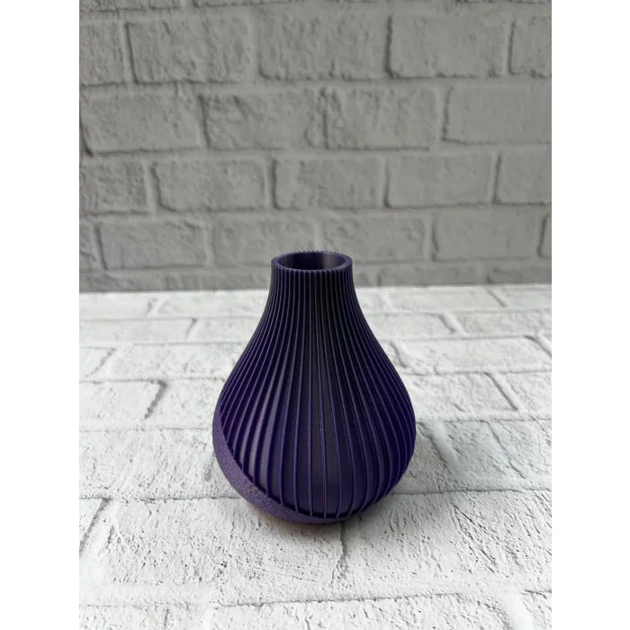 Mor Çizgili Dekoratif Vazo 11 cm Modern Tasarım Aksesuar