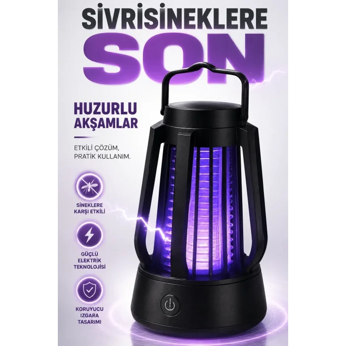 Mor Işıklı Taşınabilir Sineksavar Lamba Tek Tuşlu Koruyucu Gövdeli Kullanışlı Cihaz