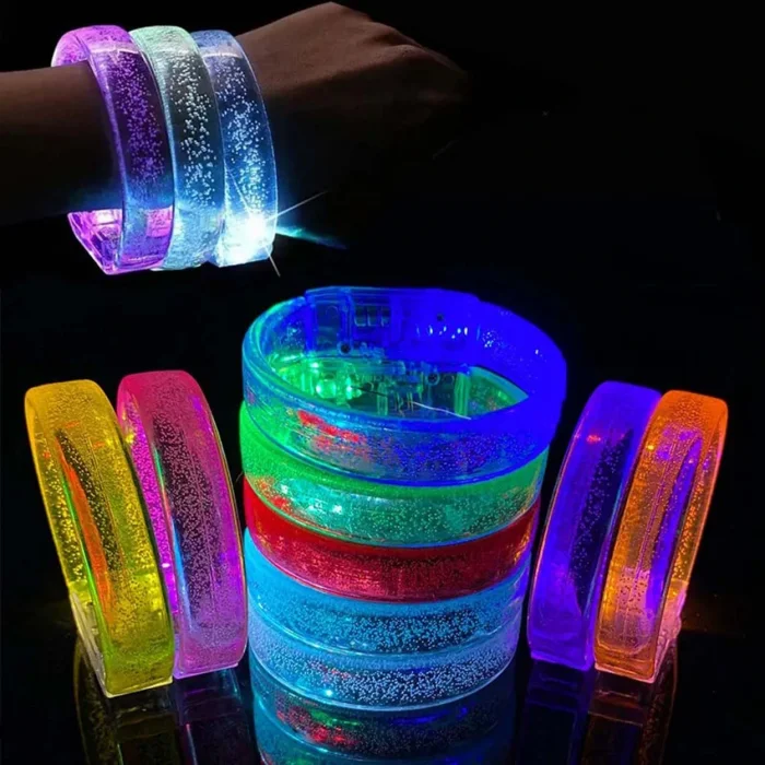 Mor Led Işıklı Baskı Yapılabilen Pilli Bileklik Bilezik 1,5 cm Genişlik (5047)