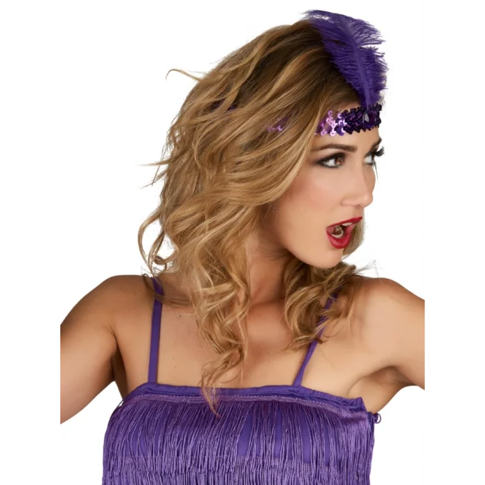 Mor Renk Tüylü Çarliston Saç Bandı (5047)