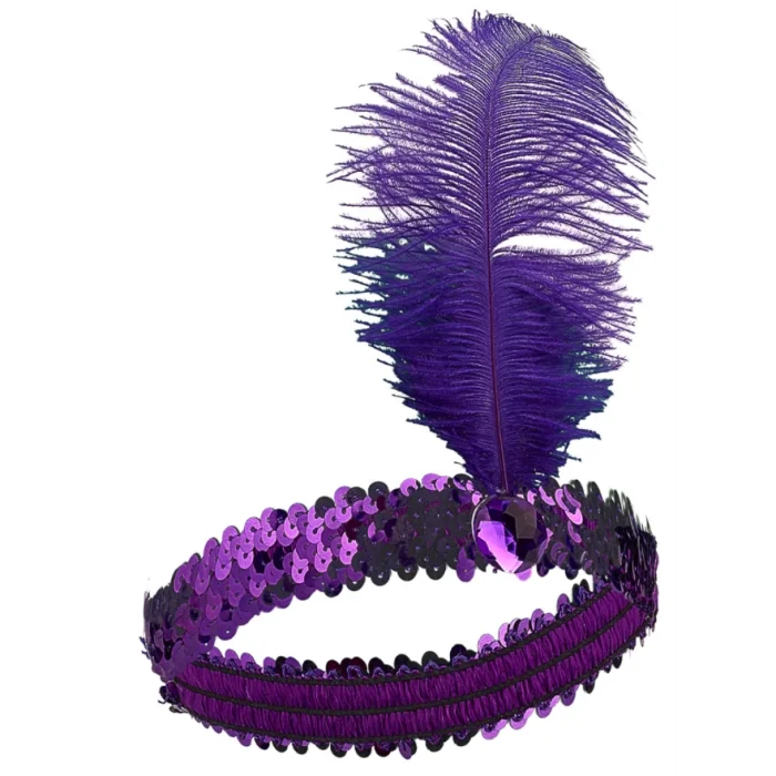 Mor Renk Tüylü Çarliston Saç Bandı (5047)