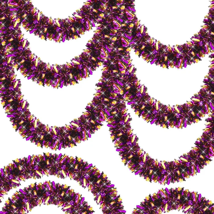 Mor Turuncu Renk 4 cm Genişlik Garland Çift Renk Sim Süs 180 cm (5047)