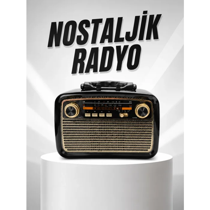 Müzik Kutusu Bluetooth Bağlantılı El Fenerli Nostaljik Tasarım Radyo