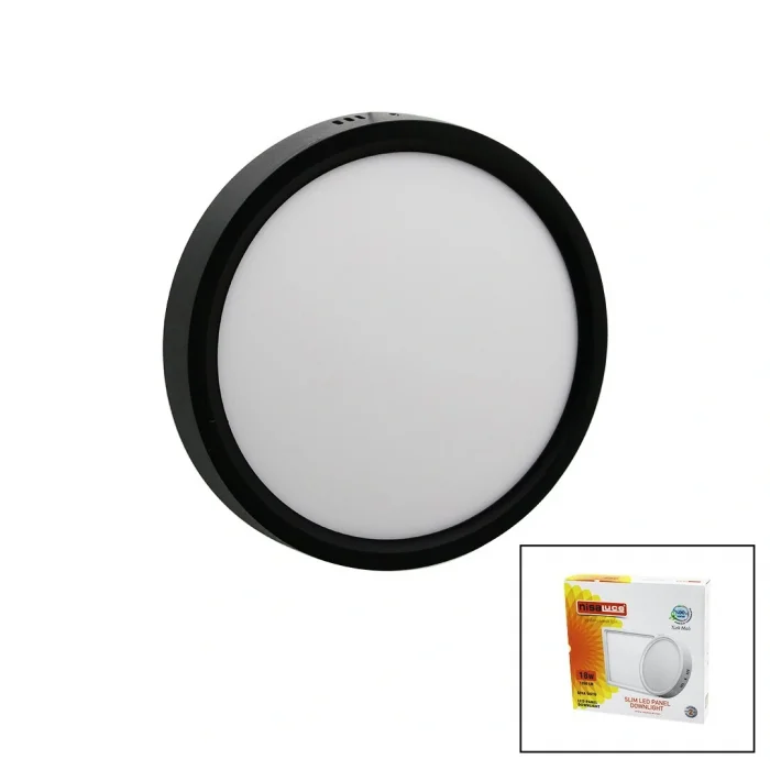 NİSALUCE EPL-18SÜ 18W SİYAH METAL KASA SIVA ÜSTÜ YUVARLAK LED SLİM PANEL 1260LM BEYAZ=6500K 30.000 SAAT ÖMÜR (5047)