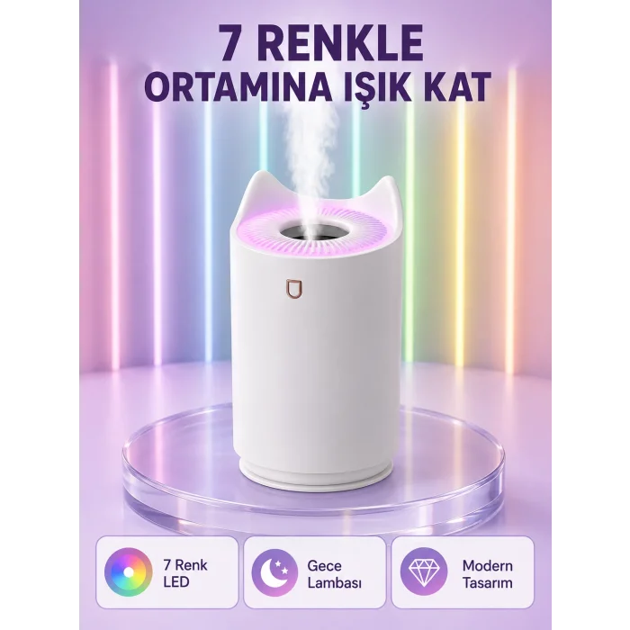 Oda Nemlendirici LED Işıklı Ultrasonik Buhar Makinesi Aroma Difüzör
