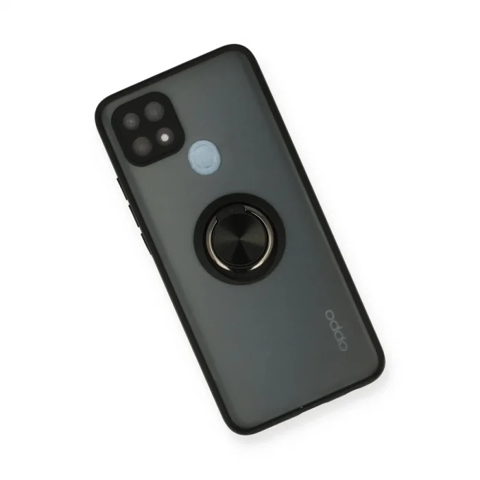 Oppo A15 Kılıf Montreal Yüzüklü Silikon Kapak - Siyah