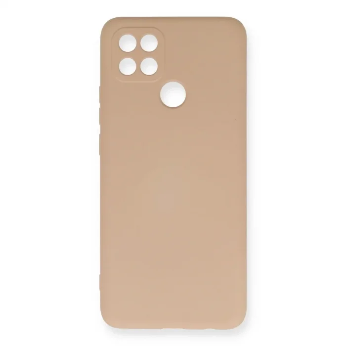 Oppo A15 Kılıf Nano İçi Kadife Silikon - Pudra