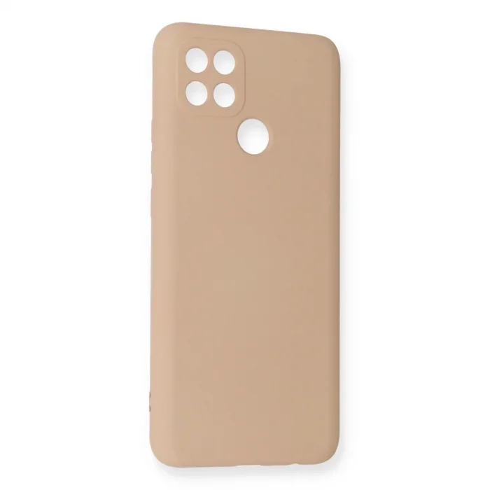 Oppo A15 Kılıf Nano İçi Kadife Silikon - Pudra