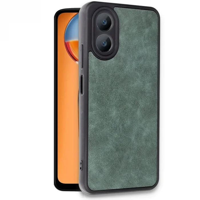 Oppo A38 Kılıf Aras Deri Kapak - Koyu Yeşil