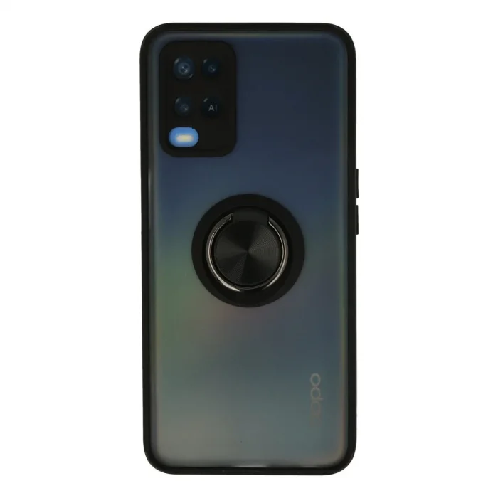 Oppo A54 4g Kılıf Montreal Yüzüklü Silikon Kapak - Siyah