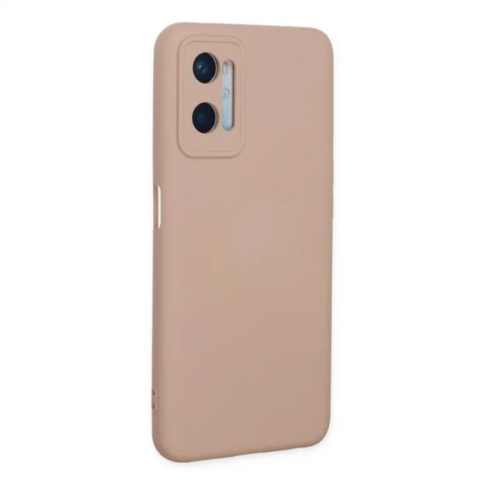 Oppo A96 Kılıf Nano İçi Kadife Silikon - Pudra