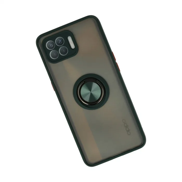 Oppo Reno 4 Lite Kılıf Montreal Yüzüklü Silikon Kapak - Yeşil