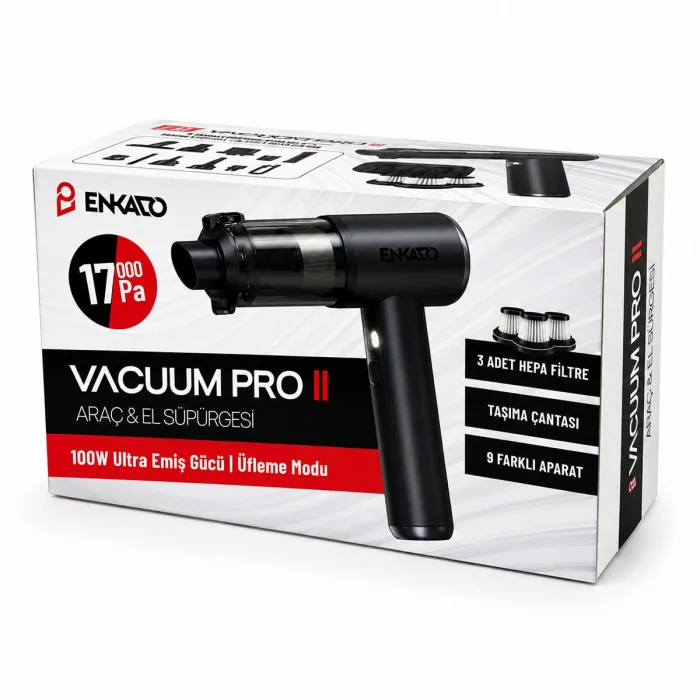OTO ARAÇ - 2IN1 ŞARJLI 100W - 17000PA 9 BAŞLIK - 3 FİLTRE EL TİPİ BASINÇLI HAVA ÜFLEME - ARAÇ SÜPÜRGE MAKİNESİ TAŞIMA ÇANTALI EKD-SP10 (5047)
