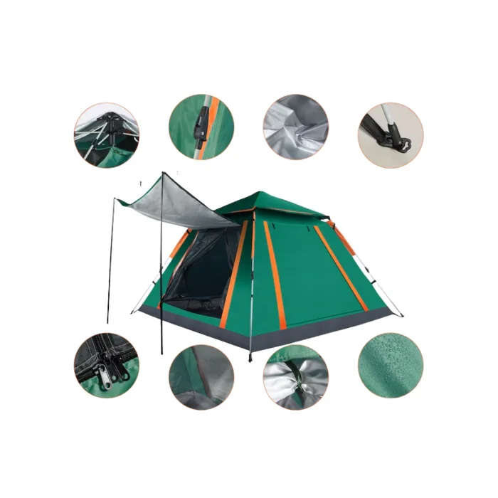 Otomatik Kamp Çadırı 240x210 cm Gölgelikli Kolay Kurulum Aile Çadırı