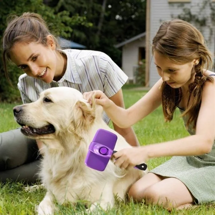 Otomatik Temizlenebilen Tuşlu Pratik Kedi Köpek Tüy Toplama Fırçası (5047)