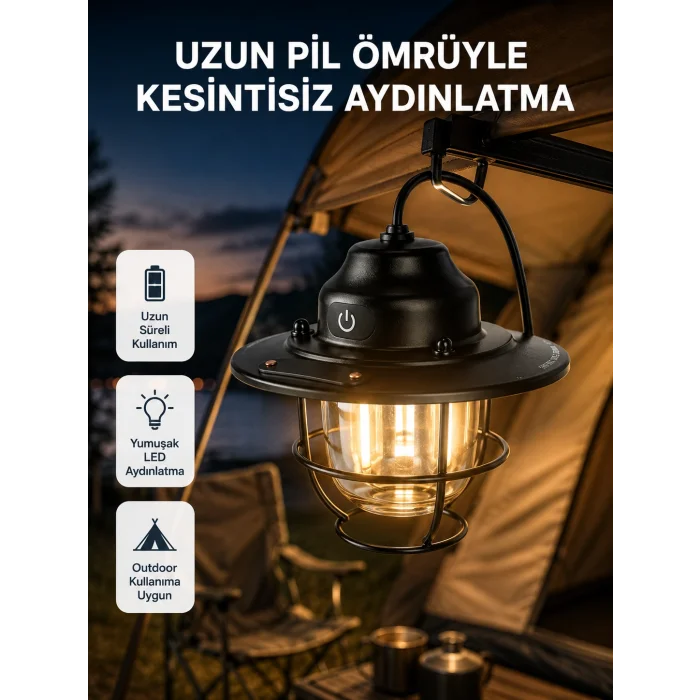 Outdoor Retro Kamp Işığı Uzun Ömürlü Pil Taşınabilir Suya Dayanıklı