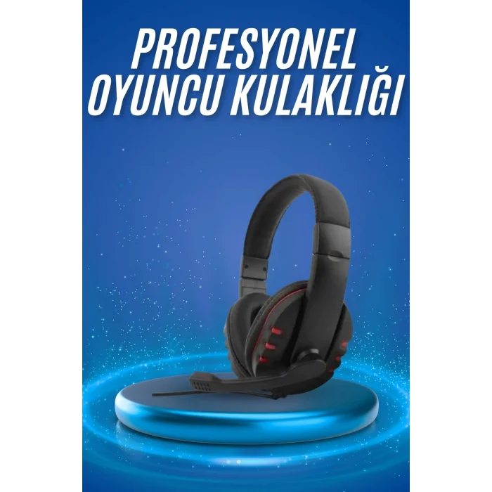 Oyuncu Kulaklığı Kulak Üstü Kablolu Stereo Mikrofonlu Yumuşak Kulak Yastığı