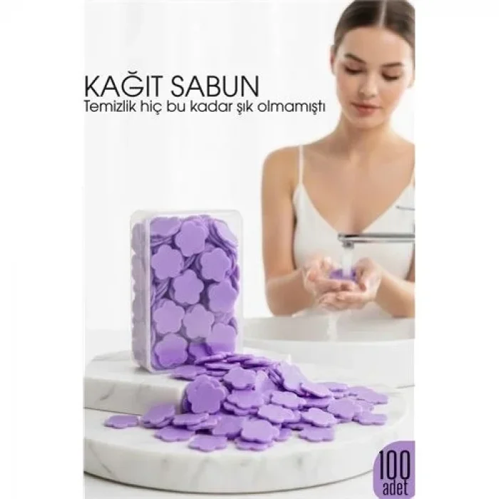 Parfümlü Elde Eriyen Kağıt Sabun - 100 Lü Paket Sihirli Sabun – Hijyenik Seyahat Kutusu 722443
