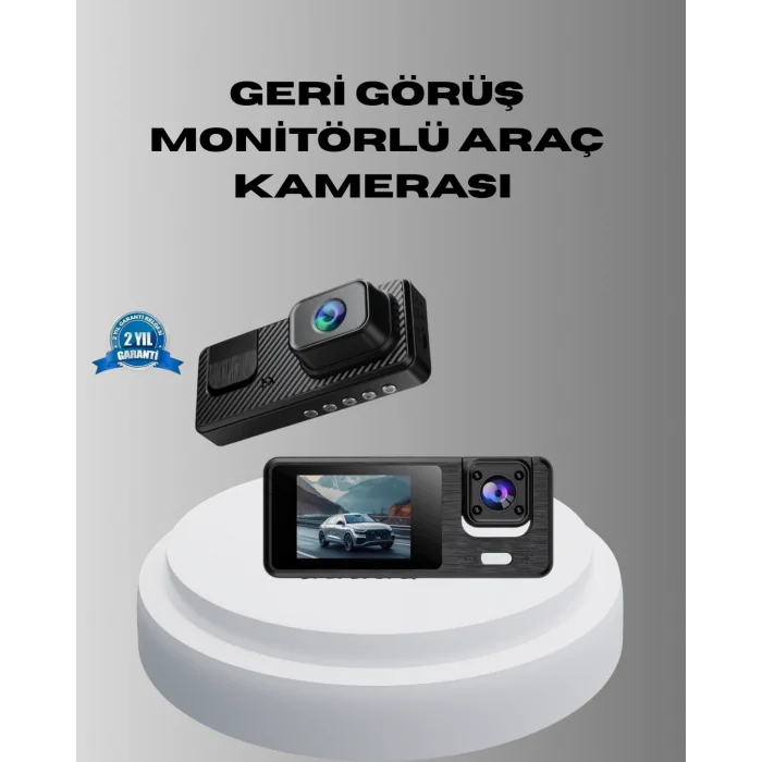 Park Modlu 3 Kameralı Araç Kayıt Cihazı 1080P Ön Kamera 2’’ Ekran