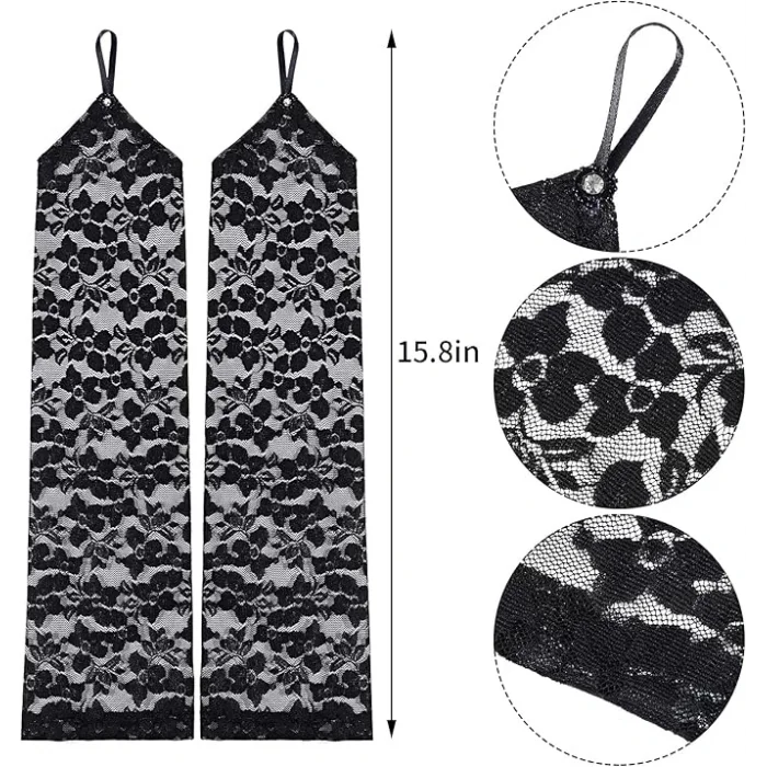 Parmak Askılı Zarif Gece Şıklığı Dantel Eldiven 40 cm (5047)