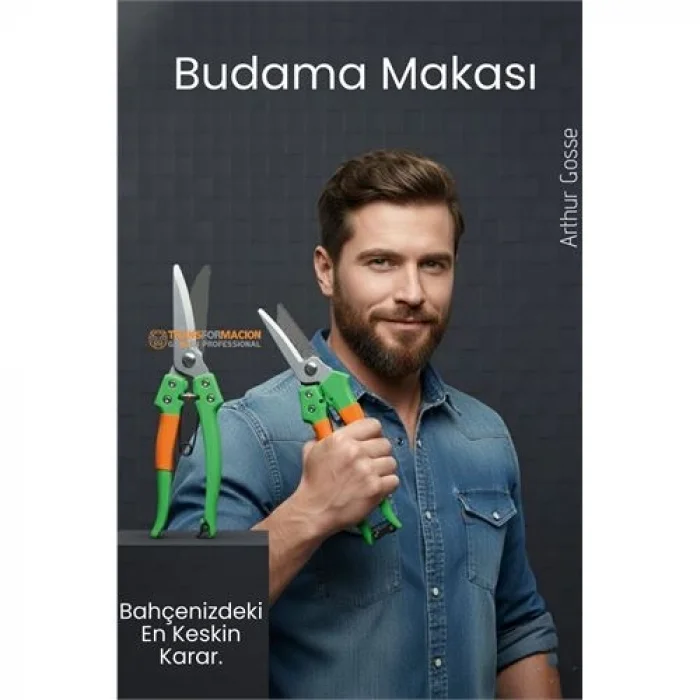 Paslanmaz Çelik Budama ve Bağ Makası – Ergonomik Titanyum Kaplama Profesyonel Bahçıvan Serisi