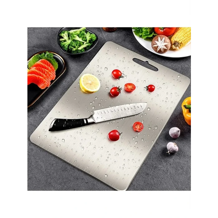 Paslanmaz Çelik Kesme Tahtası  20X30 cm Mutfak Sebze Et Kesme Tahtası Doğrama Tahtası Mutfak Aksesuarları (5047)