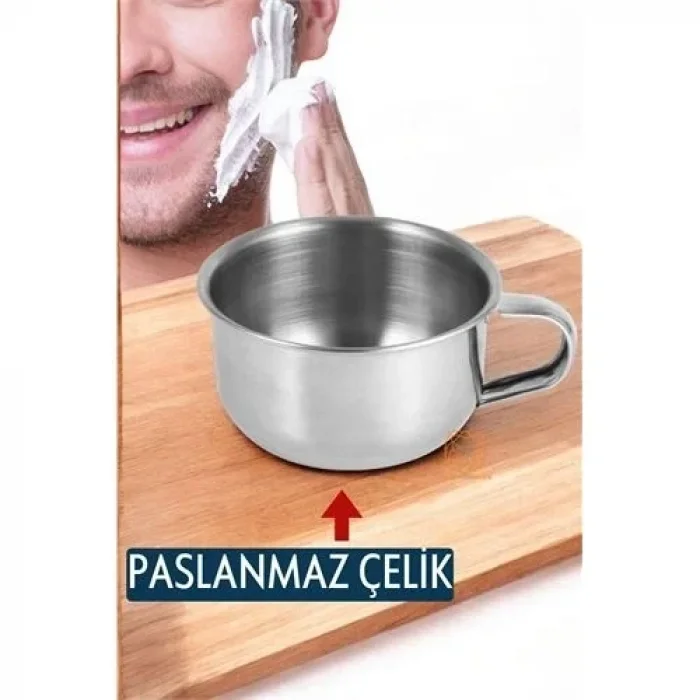 Paslanmaz Çelik Tıraş Tası Sabun Köpürtme Kasesi