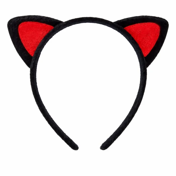 Peluş Kedi Kulak Taç Kırmızı Siyah – Çocuk Parti &amp;amp; Kostüm Tacı (5047)