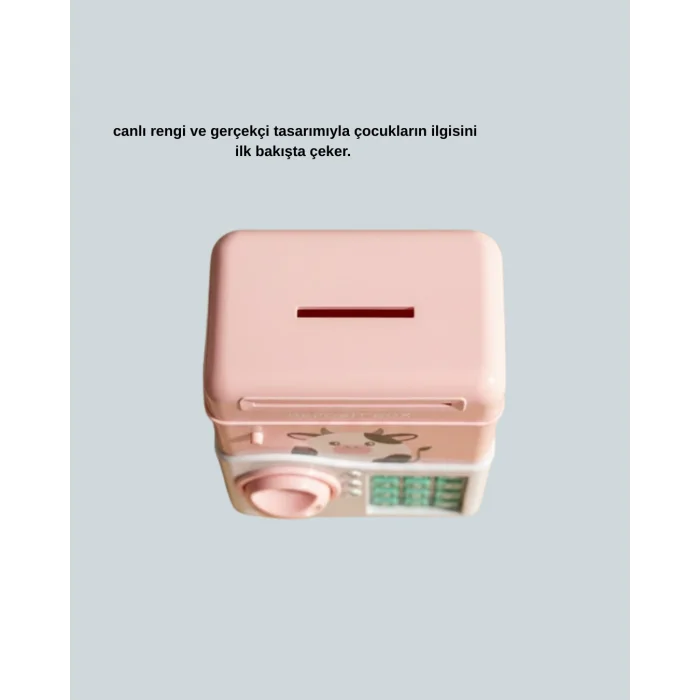 Pembe Elektronik Şifreli Otomatik Para Çeken ATM Kumbarası