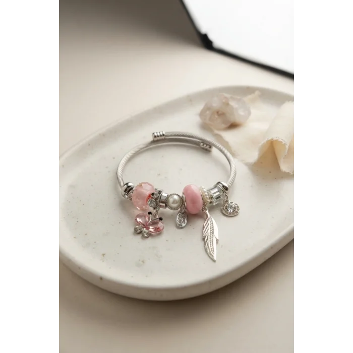 Pembe Kelebek Charmlı Bileklik
