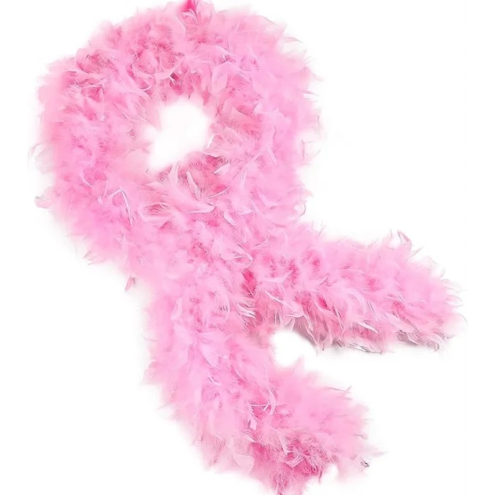 Pembe Renk Kabarık Kalın Otriş Boa Tüy 6 cm Genişlik 180-200 cm Uzunluk